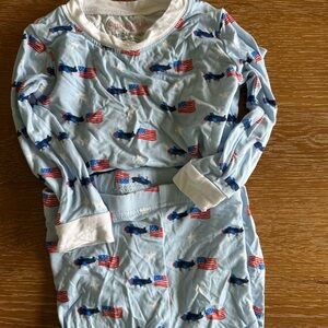 Stitchy Fish Children's Light Blue American Flag Print Pajama Set